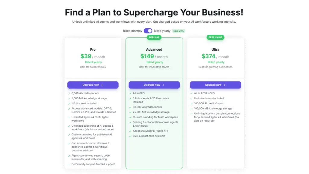 MindPal Space Pricing